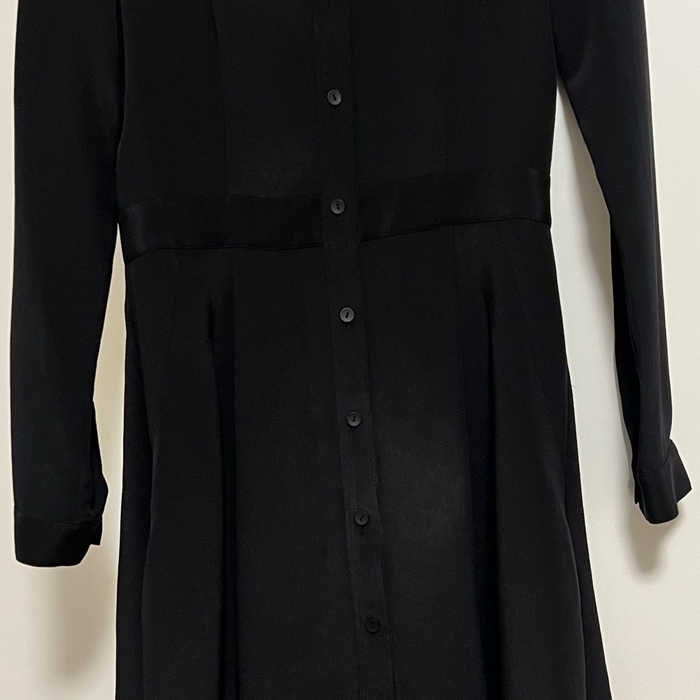 Theory work dress size 2 Black long sleeve pleated skirt collared shirt - Picture 3 of 5